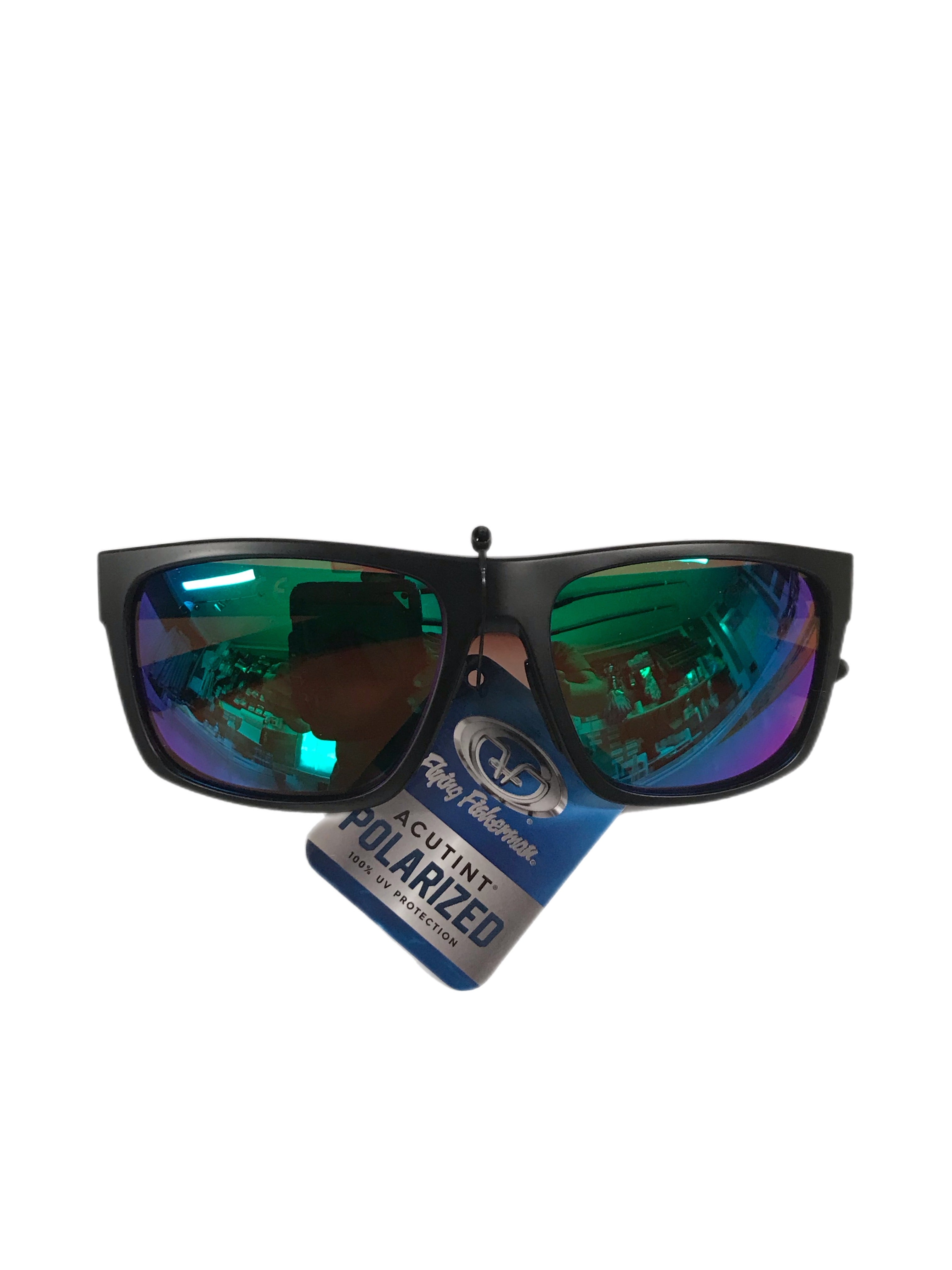 Flying Fisherman Matte Black Green Mirror Polarized Sunglasses